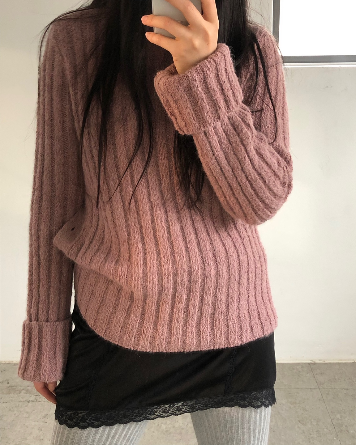 アルパカ混サイドボタンワイドリブハイネックニット | 詳細画像12