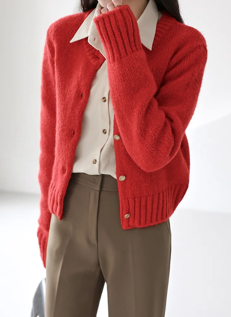 ウール混ラウンドネックカーディガン | MONO AT.D | 詳細画像1