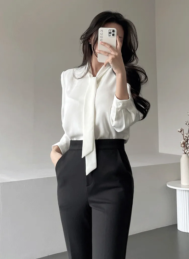 ボウタイボタンシフォンブラウス | ganadaran | 詳細画像1