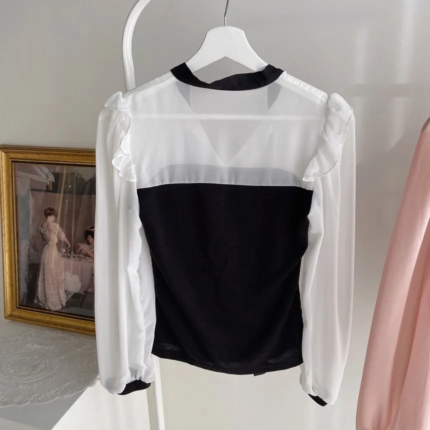 フリル配色ボウタイブラウス | mirangmirang | 詳細画像20