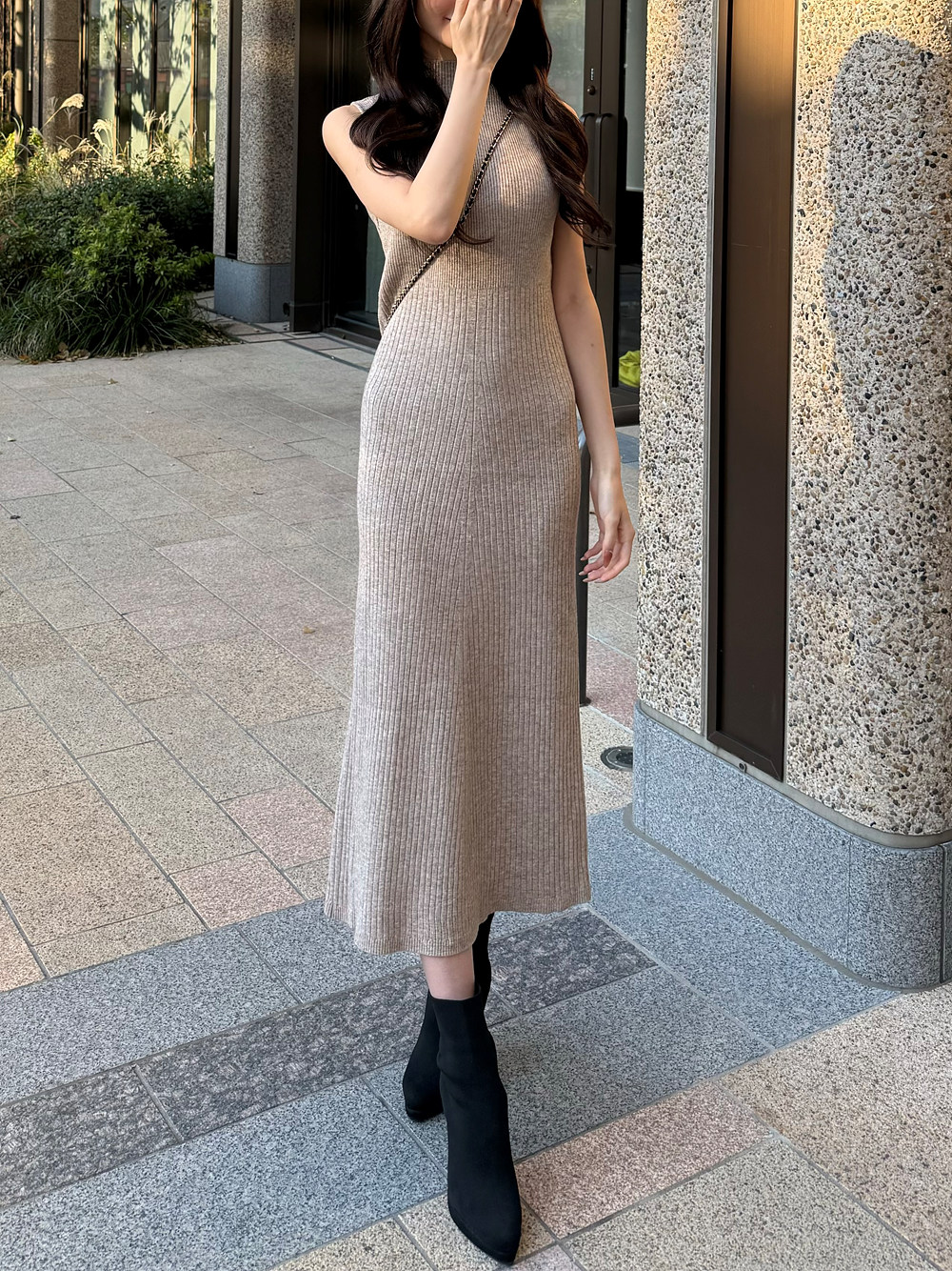 モックネックノースリタイトリブニットワンピース | 詳細画像7