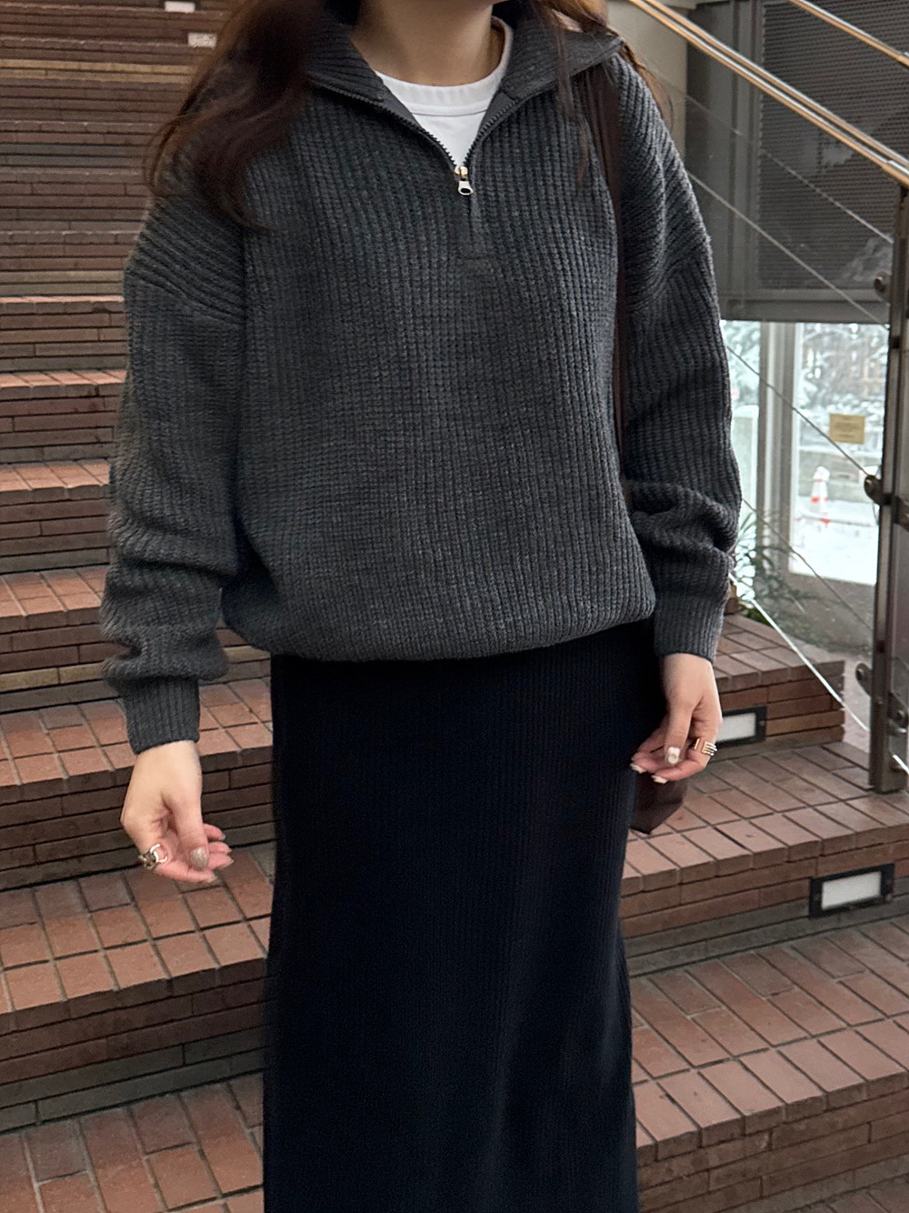 6414【美品】ブリーフィング　ハーフジップ　ニットカットソー　ウール　長袖　黒 2WAYハーフジップニット | レディースファッション通販 - DHOLIC