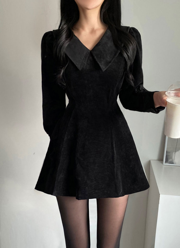 バリモアカラーベロアミニフレアワンピース | レディースファッション