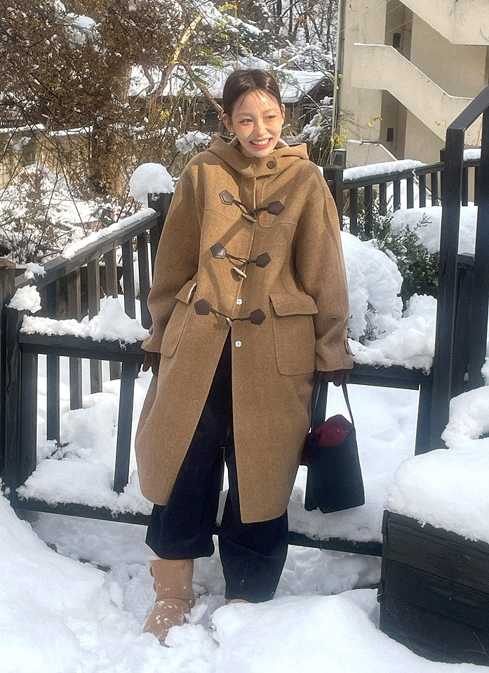 ウールリバーシブルチェックトグルボタンコート | レディース