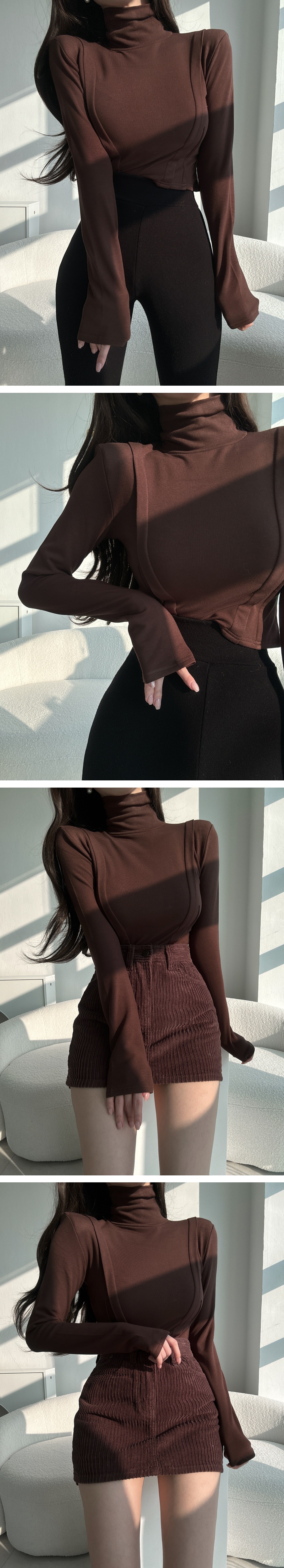 裏起毛タッククロップドハイネックTシャツ | 詳細画像4