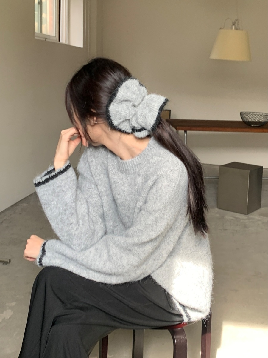シュシュ付ウール混配色ルーズニット | 詳細画像13