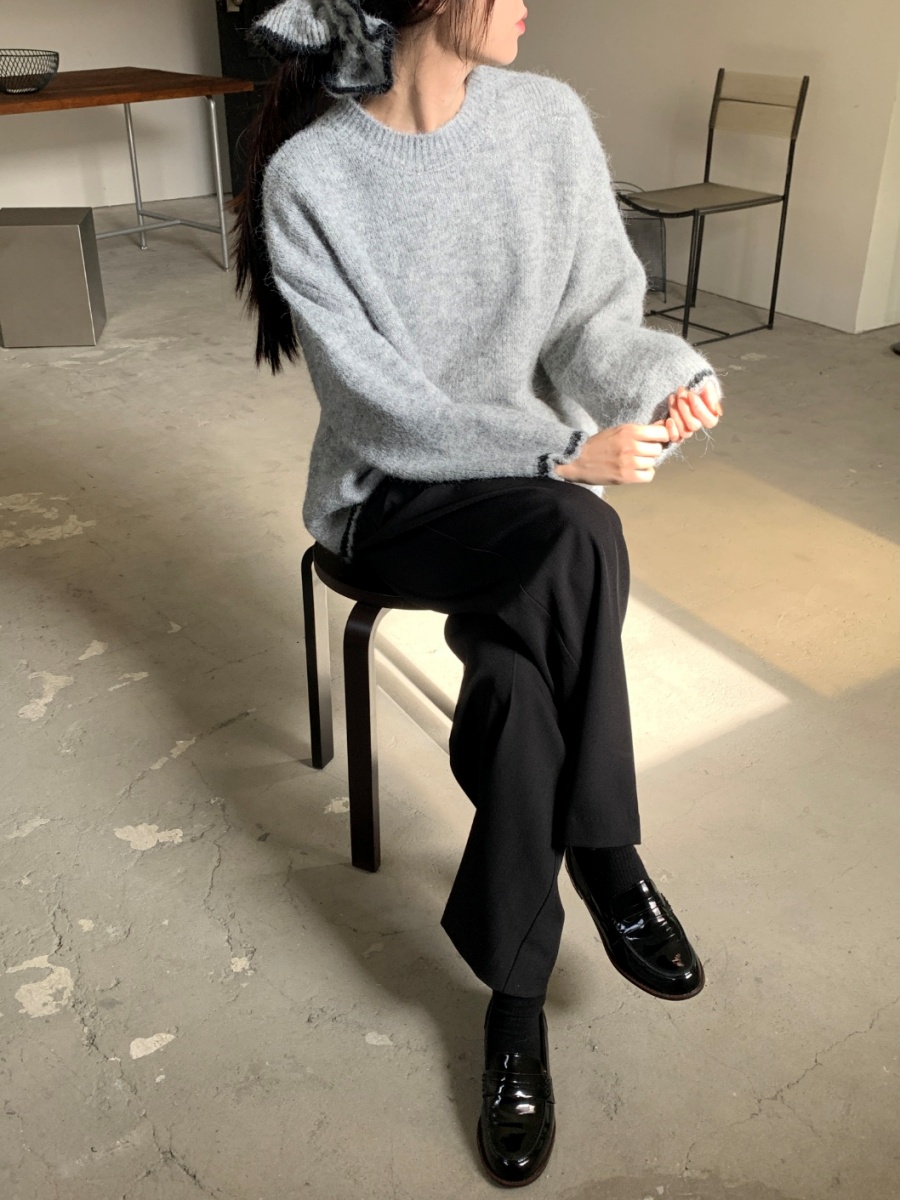 シュシュ付ウール混配色ルーズニット | 詳細画像17