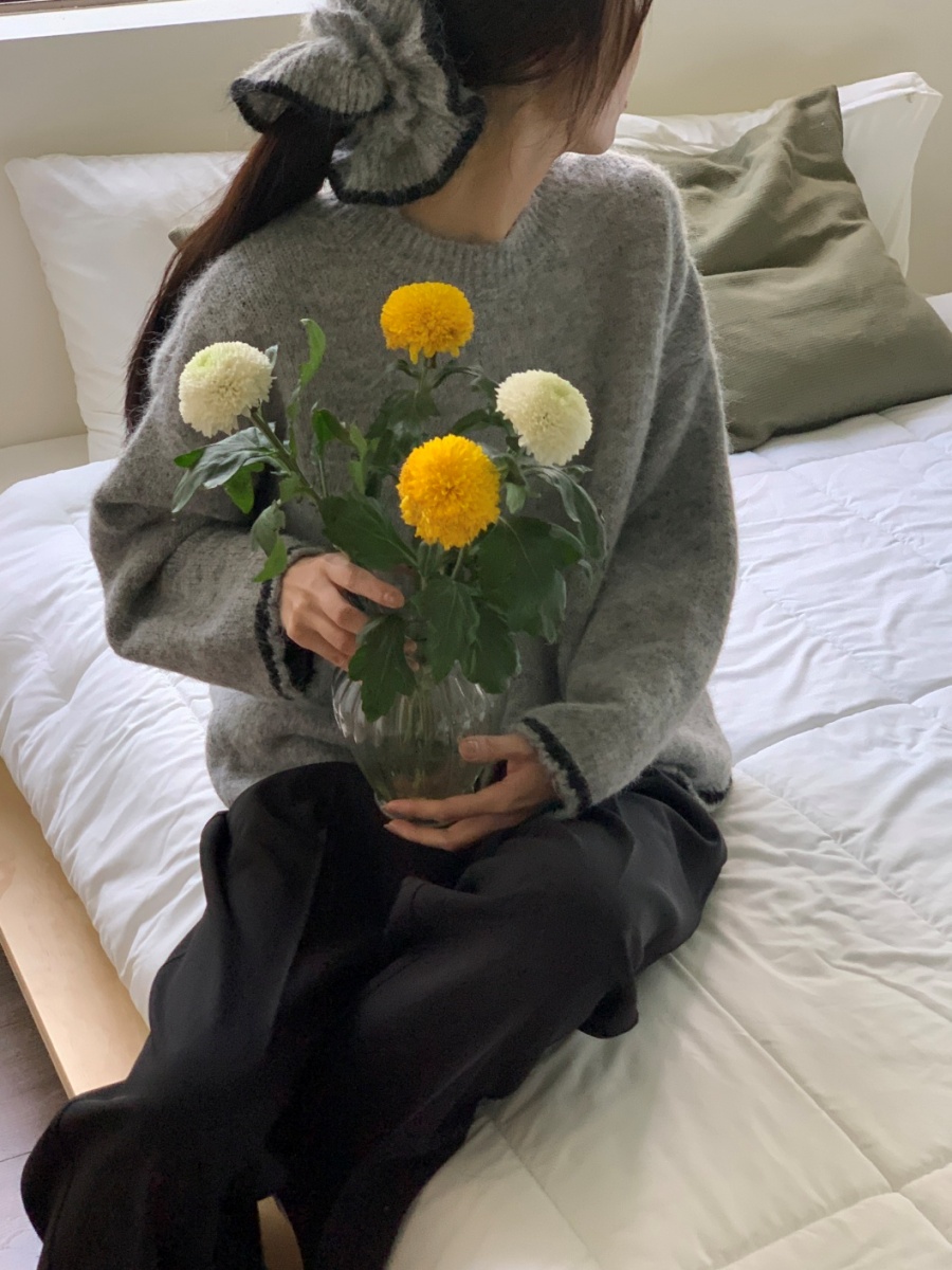 シュシュ付ウール混配色ルーズニット | 詳細画像23