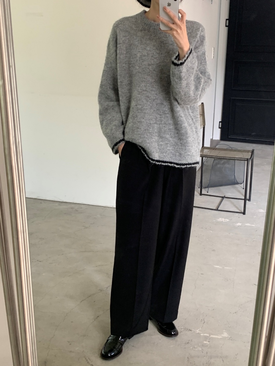 シュシュ付ウール混配色ルーズニット | 詳細画像30