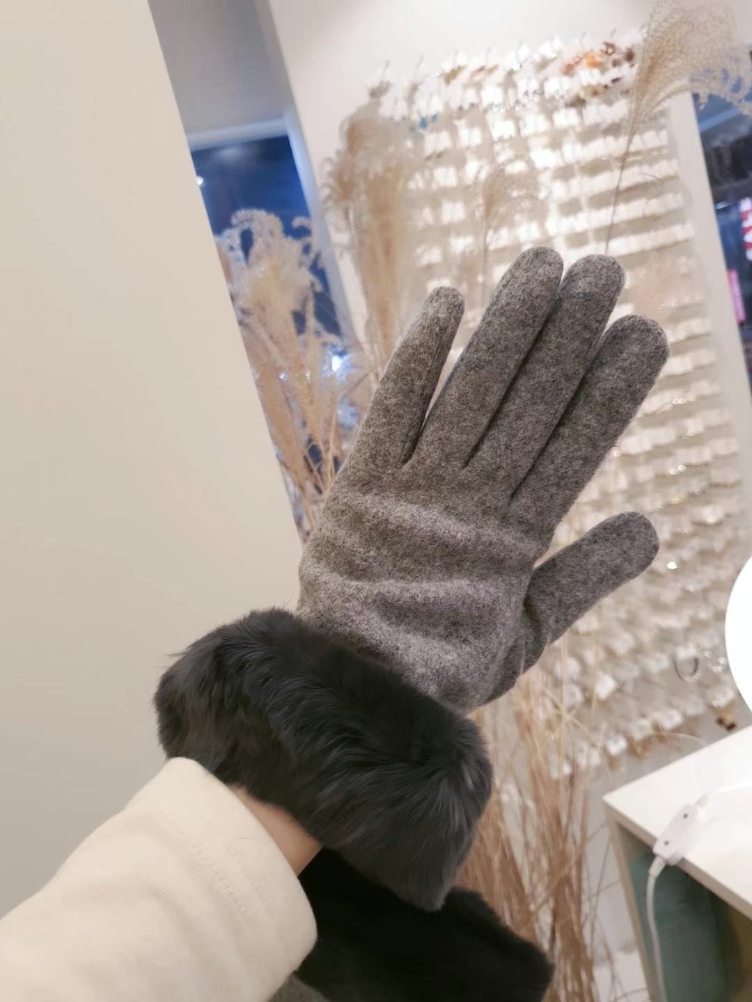 *スマホ対応*モヘア混エコファー手袋 | 詳細画像4