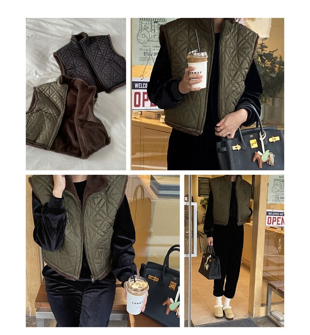 2WAYエコファー裏地キルティングジップベスト | 詳細画像20