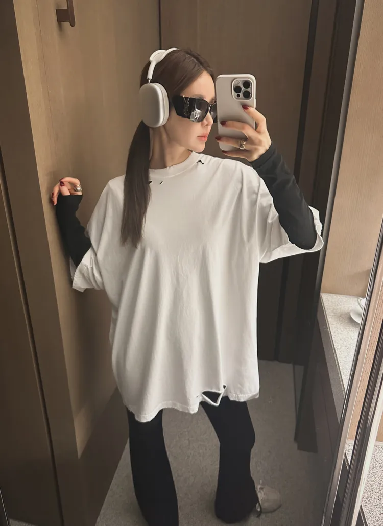 ボクシーダメージ半袖Tシャツ | partysu | 詳細画像1
