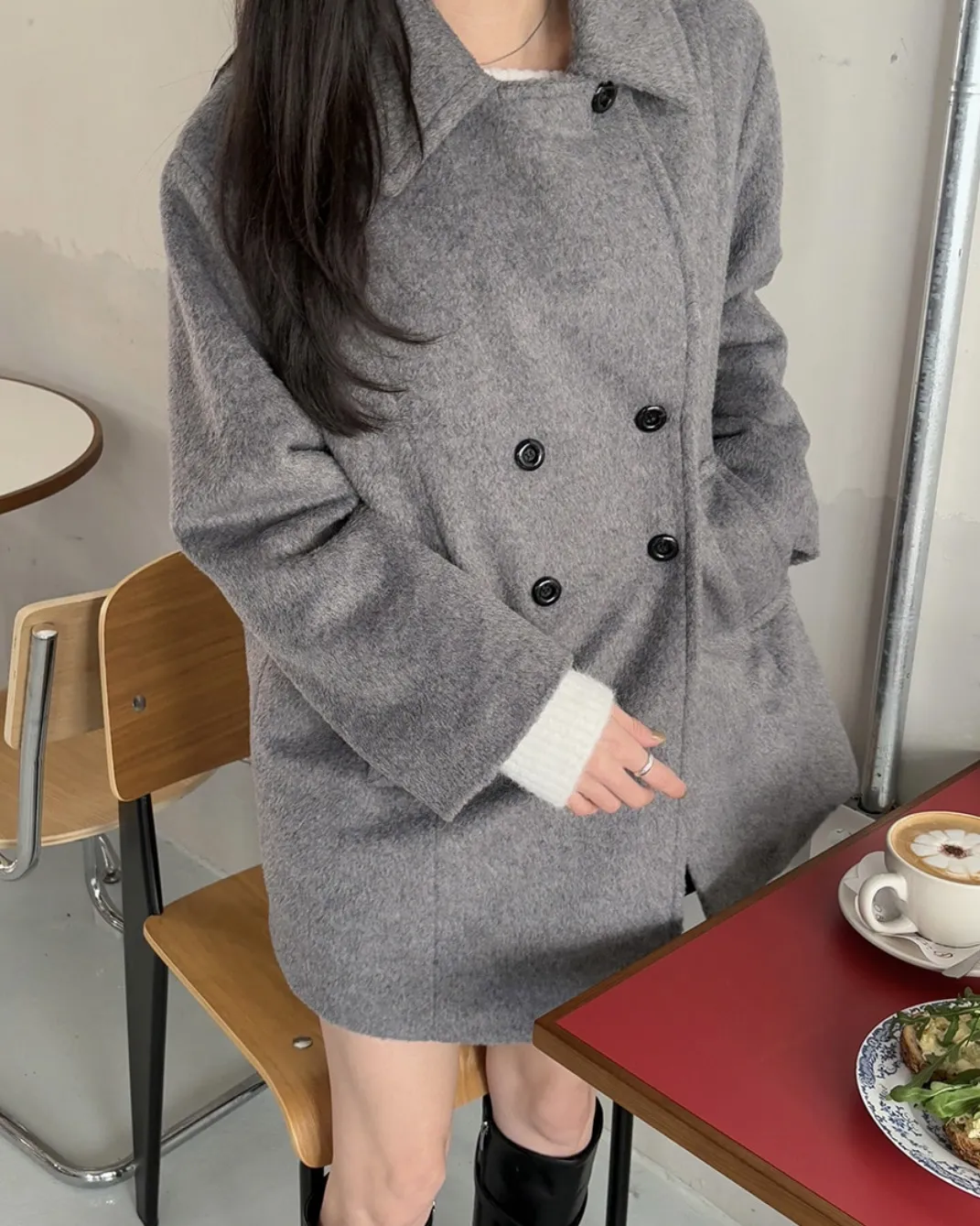 2WAYウール混ダブルボタンハーフコート | 詳細画像1