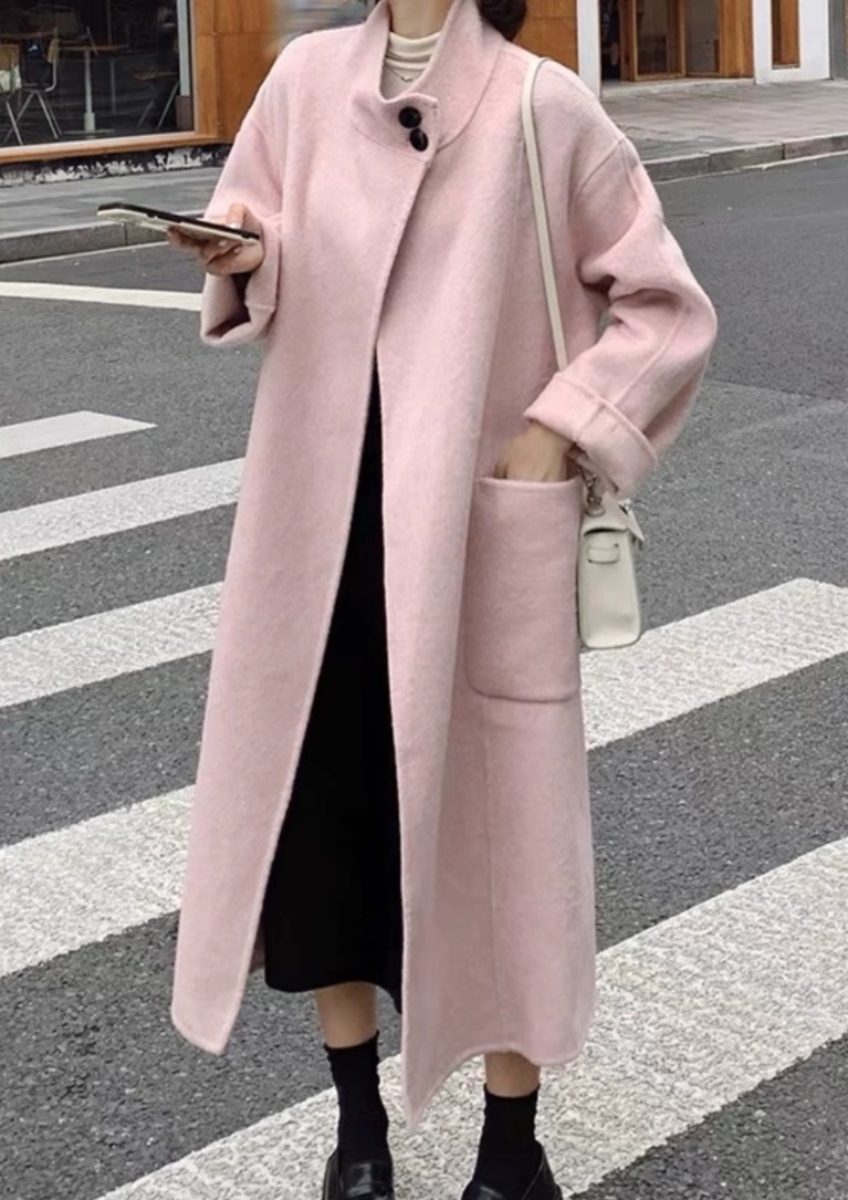 ストラップ付ウール混ハイネックロングコート | 詳細画像3