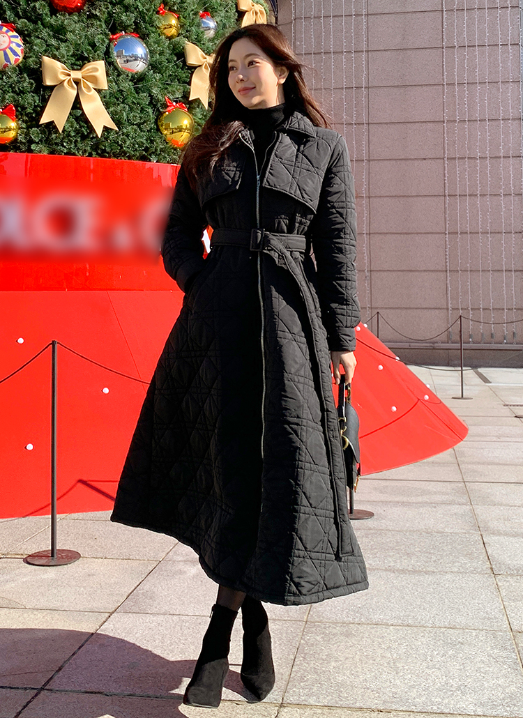 美品 Max Mara ベルテッド ロングコート キルティング L ブラック マックスマーラ ステュディオ Max Mara Studio MAX MARA Studio