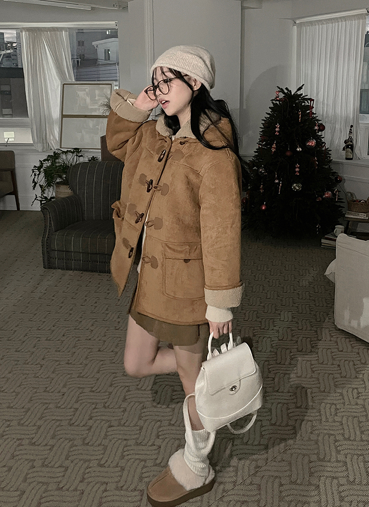 ムートン半コート 2WAYムートン風トグルボタンハーフコート | レディースファッション