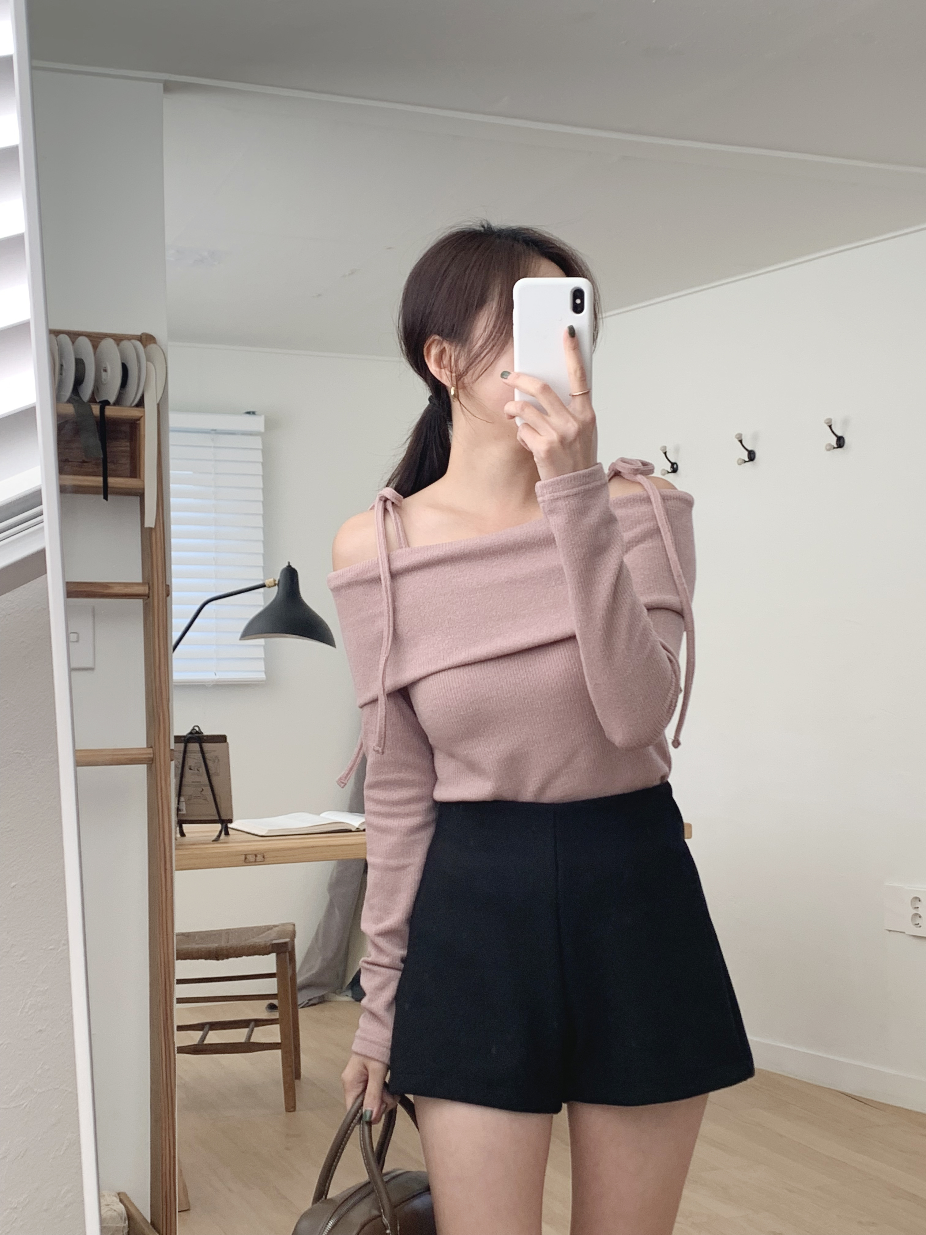 リボンオフショルラップリブTシャツ | 詳細画像7