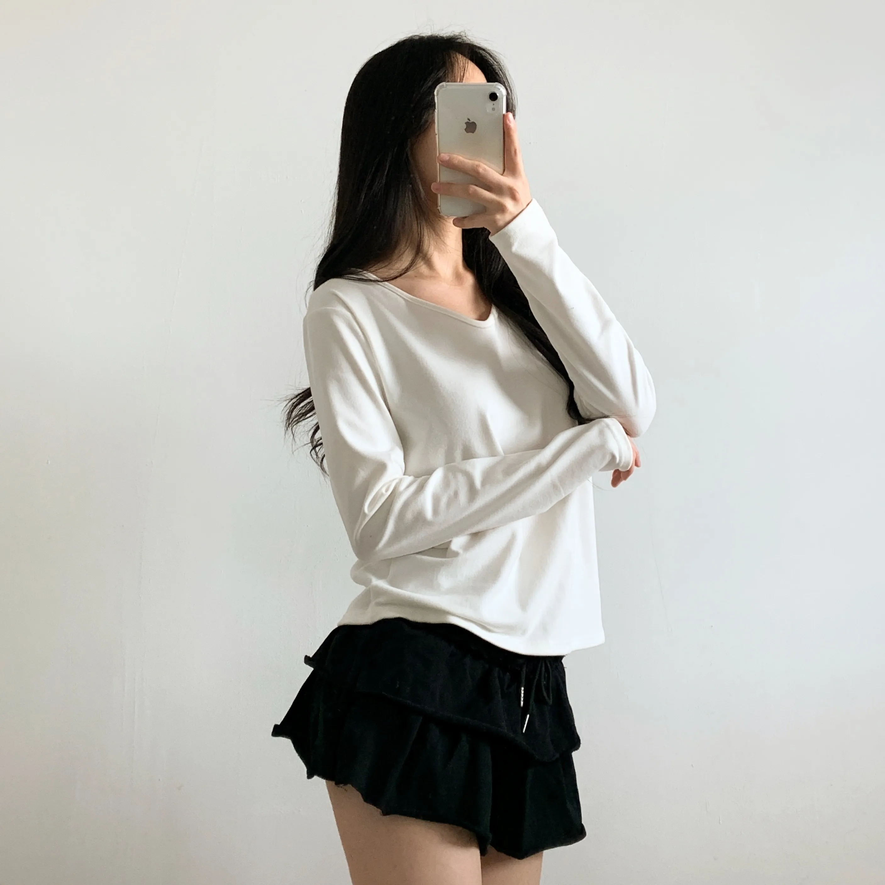 両起毛Uネック長袖Tシャツ | 詳細画像1