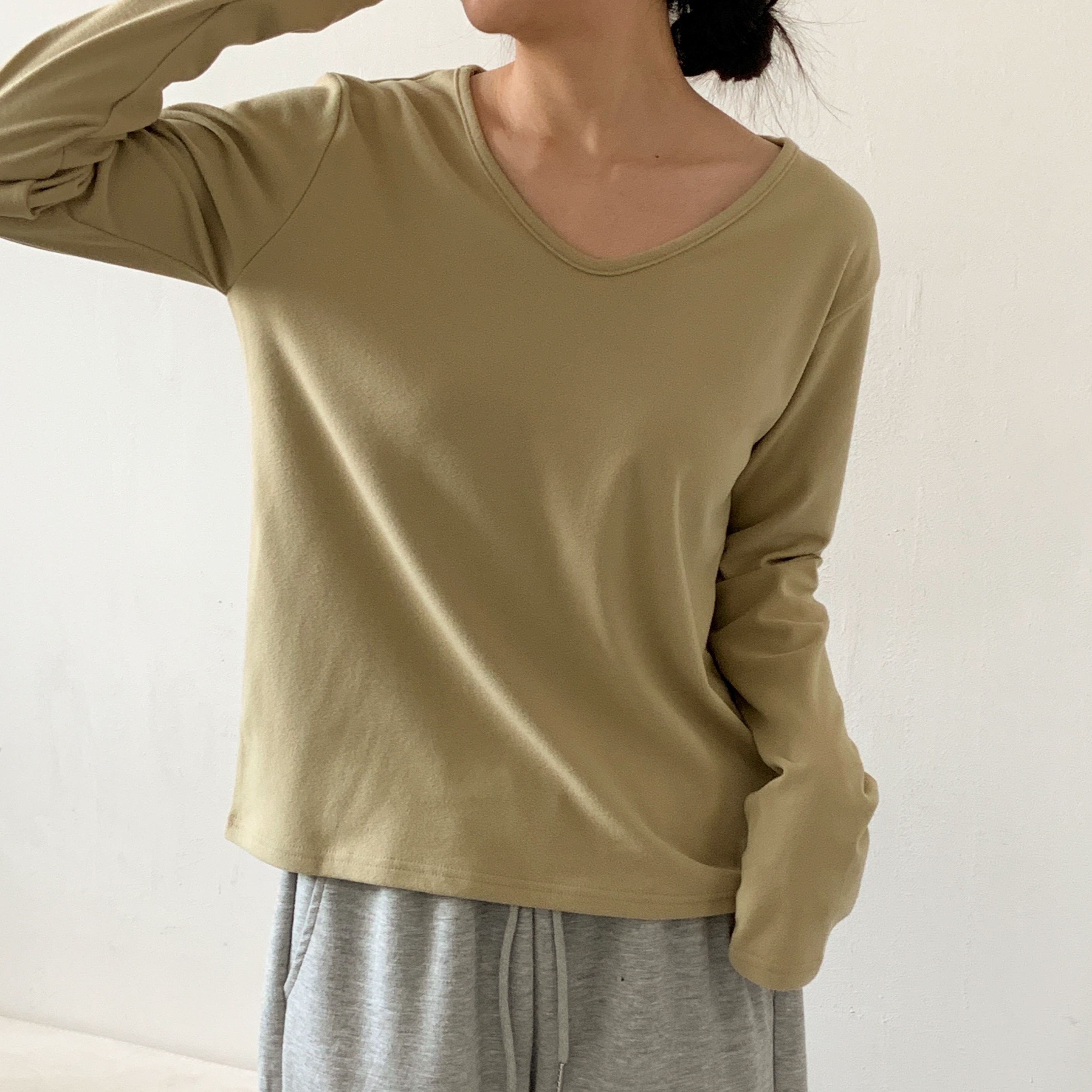 両起毛Uネック長袖Tシャツ | 詳細画像14