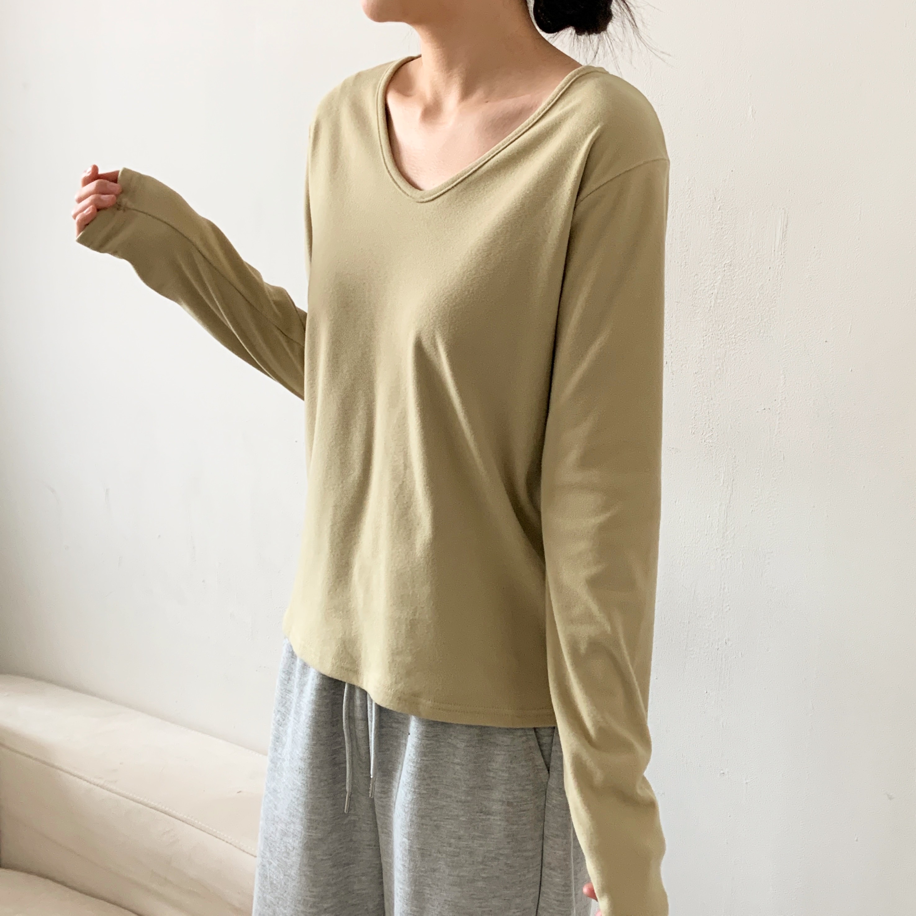 両起毛Uネック長袖Tシャツ | 詳細画像16