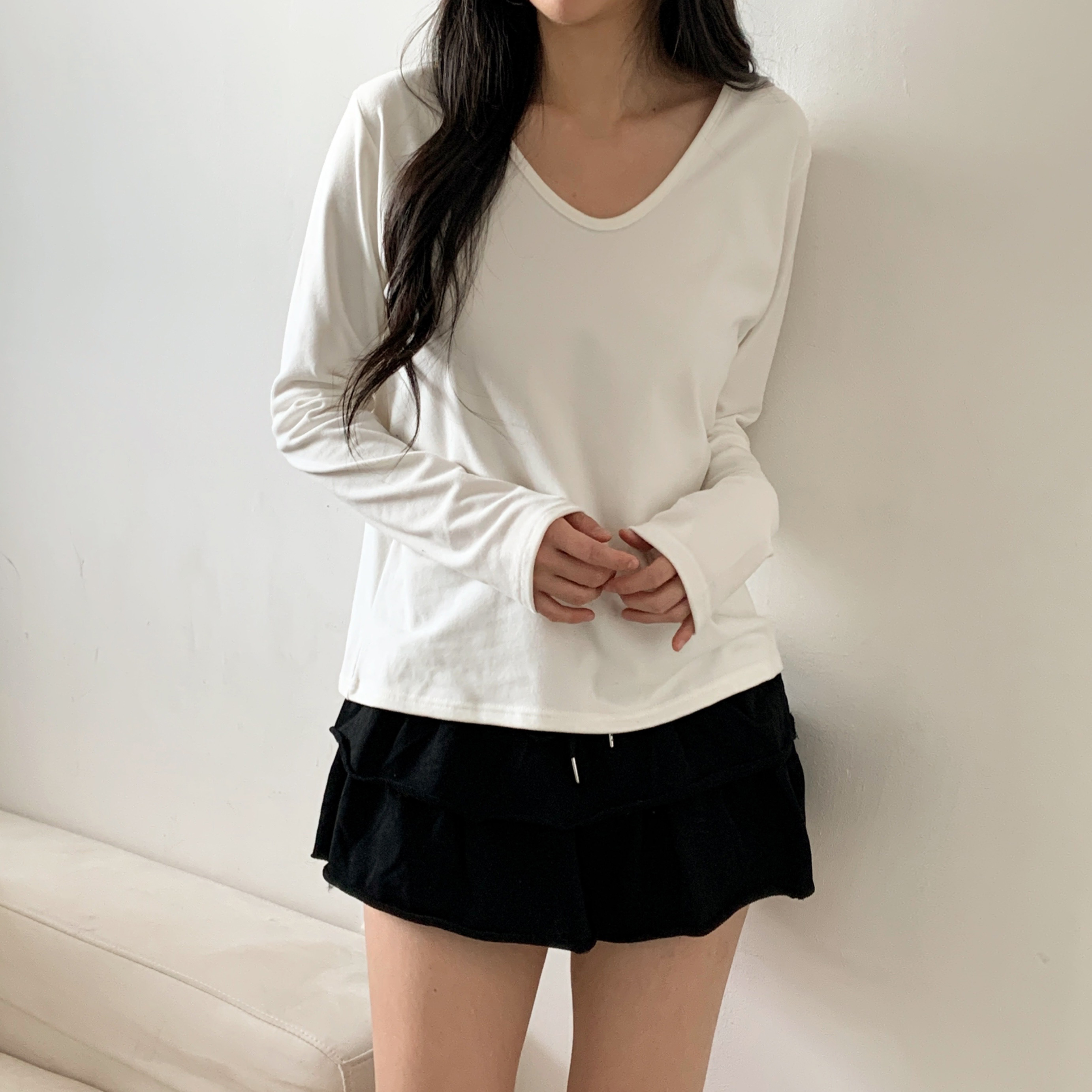 両起毛Uネック長袖Tシャツ | 詳細画像9