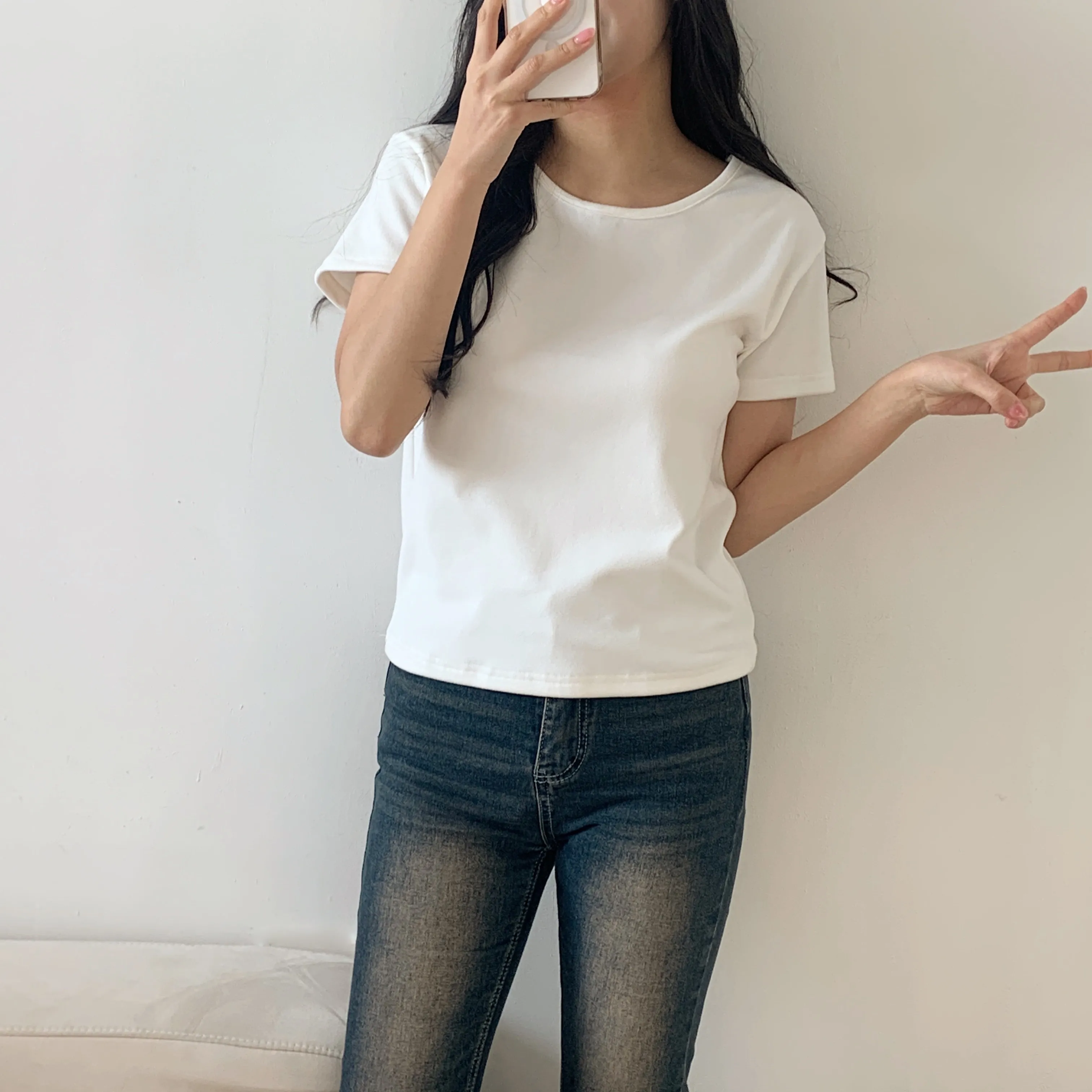 裏起毛ラウンドネック半袖Tシャツ | 詳細画像1