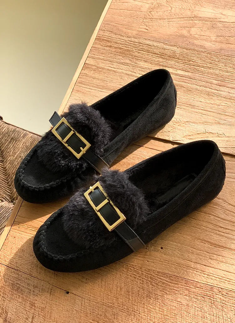 エコファー裏地ゴールドバックルモカシンローファー | Milovany | 詳細画像1