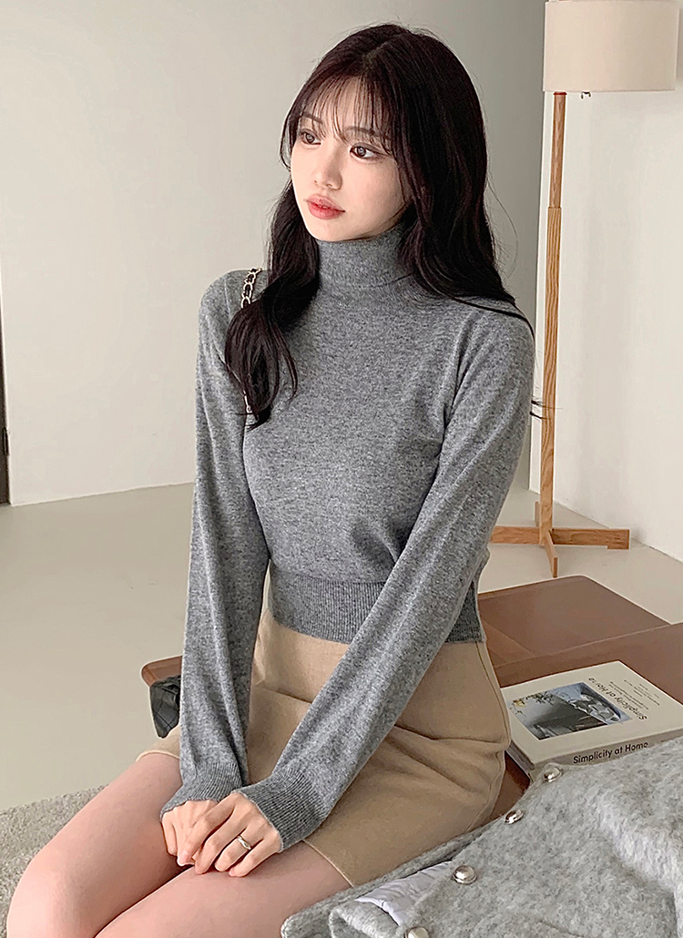 カシミヤ混タートルネック無地ニット | レディースファッション通販