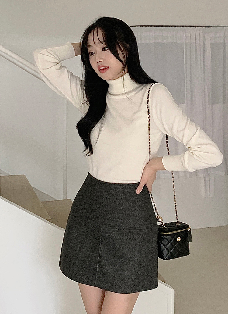 カシミヤ混タートルネック無地ニット | レディースファッション通販