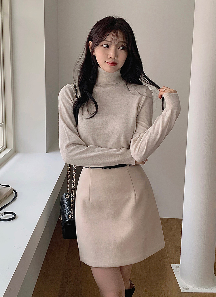 カシミヤ混タートルネック無地ニット | レディースファッション通販