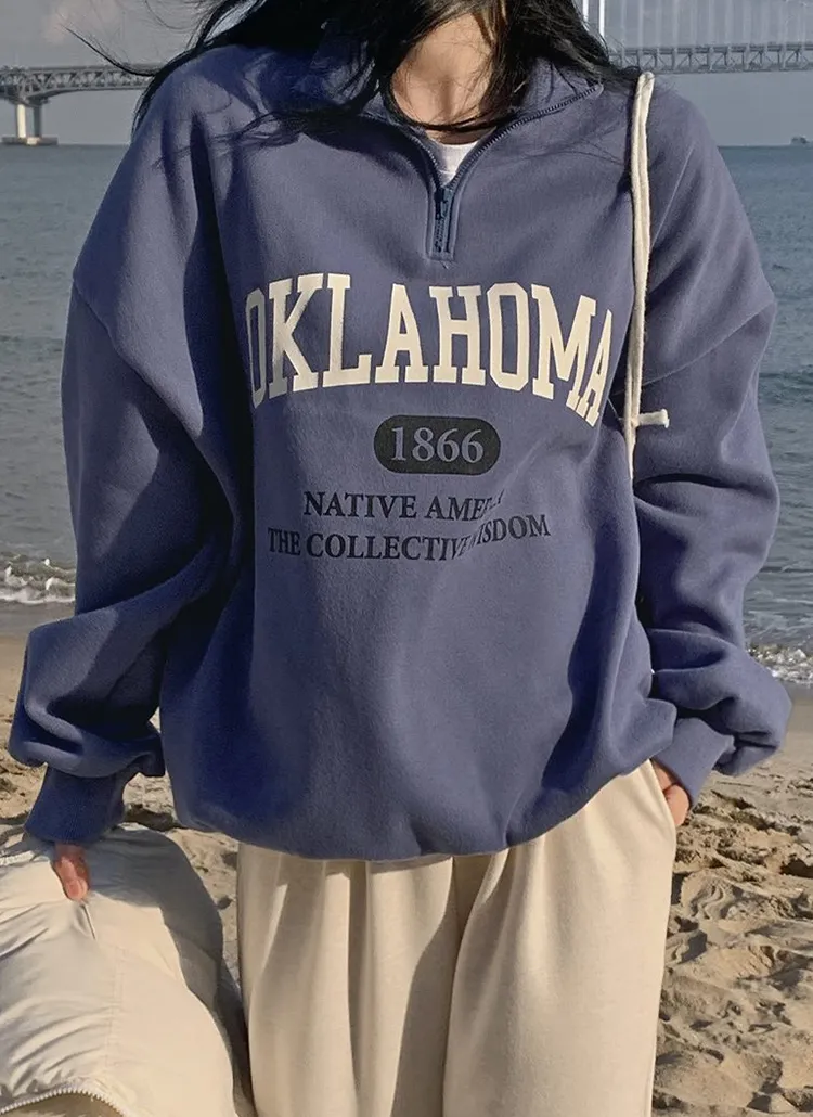 2WAY両起毛ハーフジップOKLAHOMAロゴスウェット | hotping | 詳細画像1