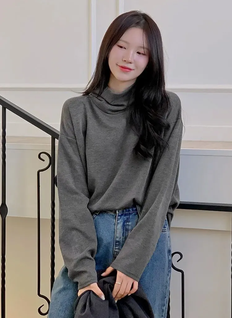 オフタートルネックリブTシャツ | hotping | 詳細画像1