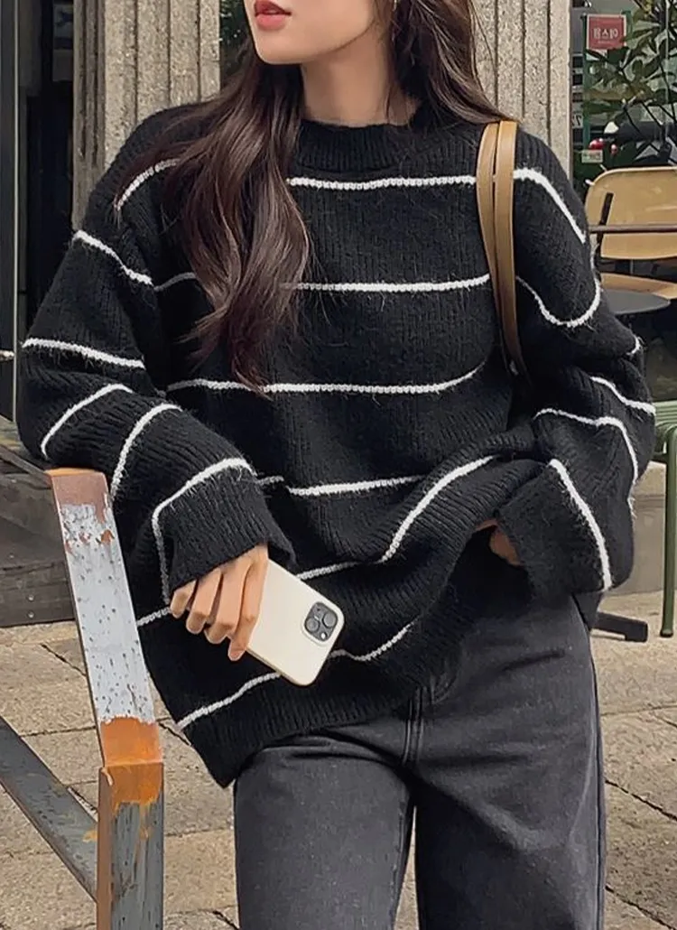 ルーズフィットボーダーニット | hotping | 詳細画像1