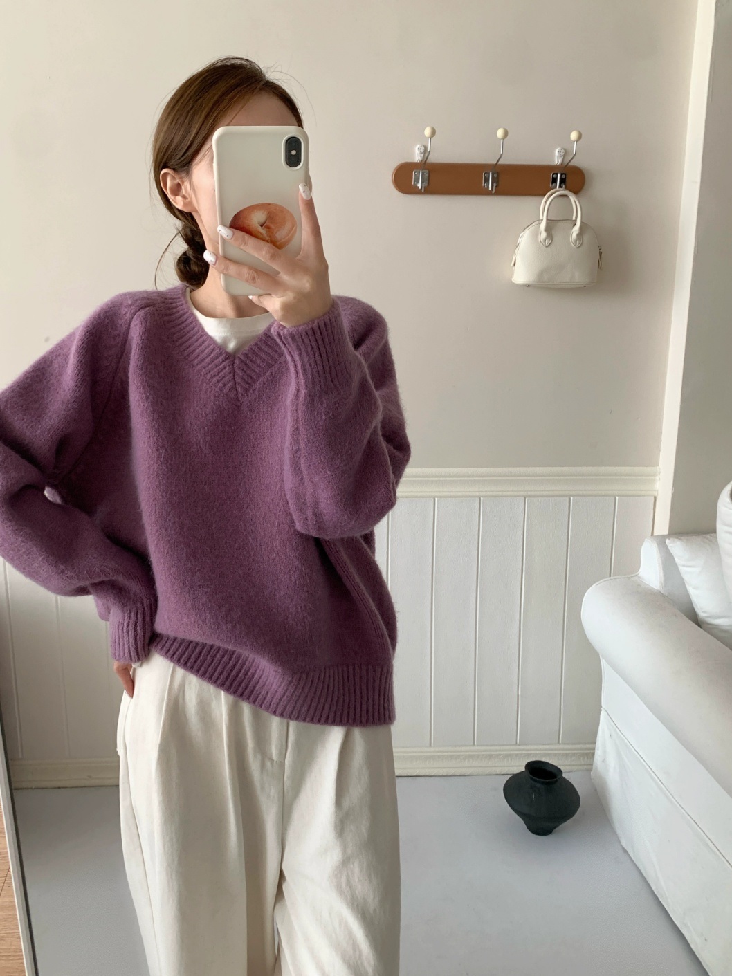 ラグランスリーブVネックルーズニット | 詳細画像4