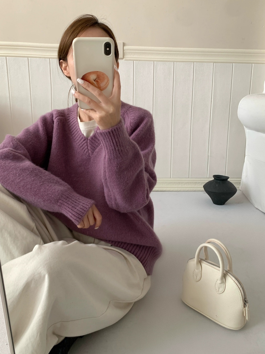 ラグランスリーブVネックルーズニット | 詳細画像2