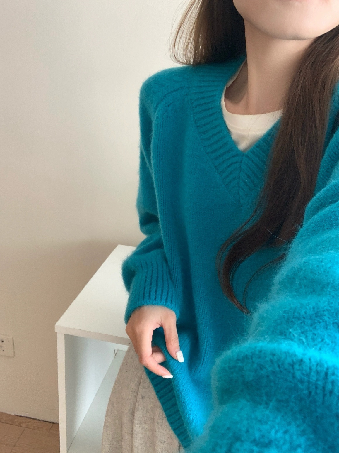 ラグランスリーブVネックルーズニット | 詳細画像8