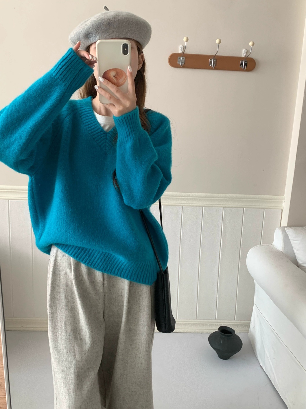 ラグランスリーブVネックルーズニット | 詳細画像9