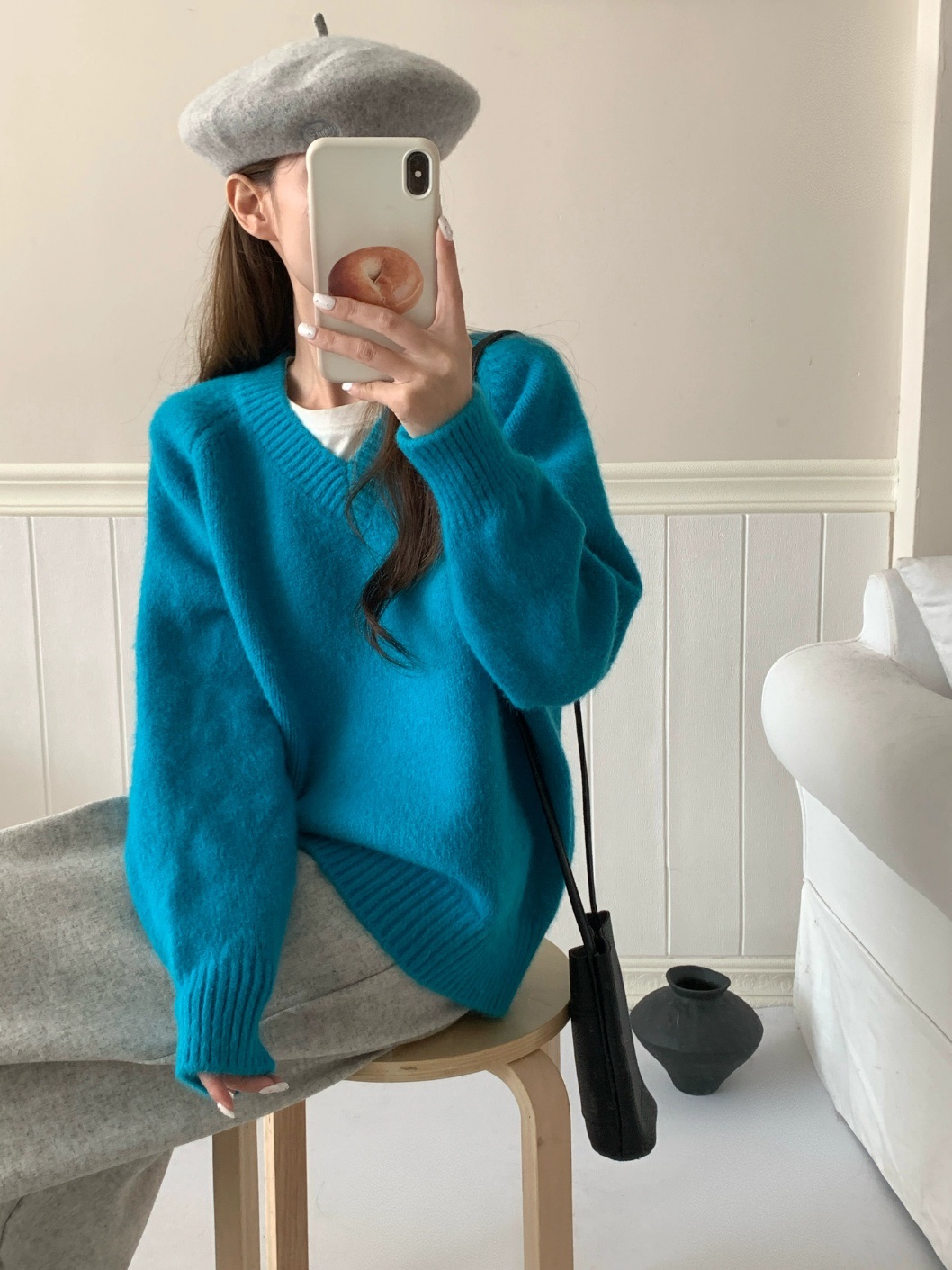 ラグランスリーブVネックルーズニット | 詳細画像7