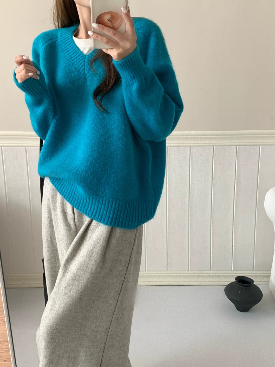 ラグランスリーブVネックルーズニット | 詳細画像10