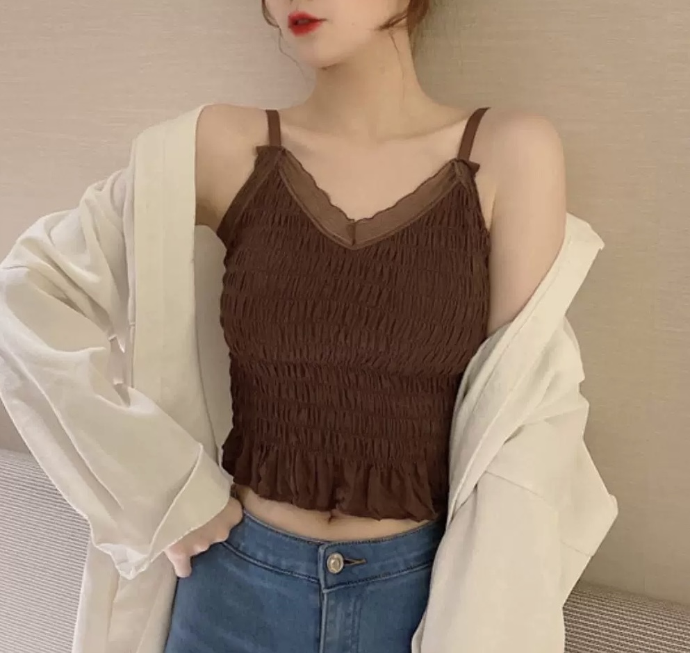 カップ付シアーネックシャーリングキャミソール | 詳細画像10