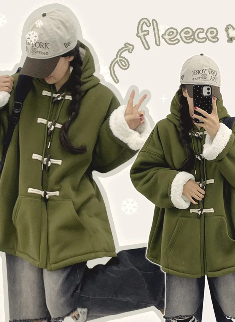 エコファー裏地トグルボタンフードハーフコート | withhuilin | 詳細画像1