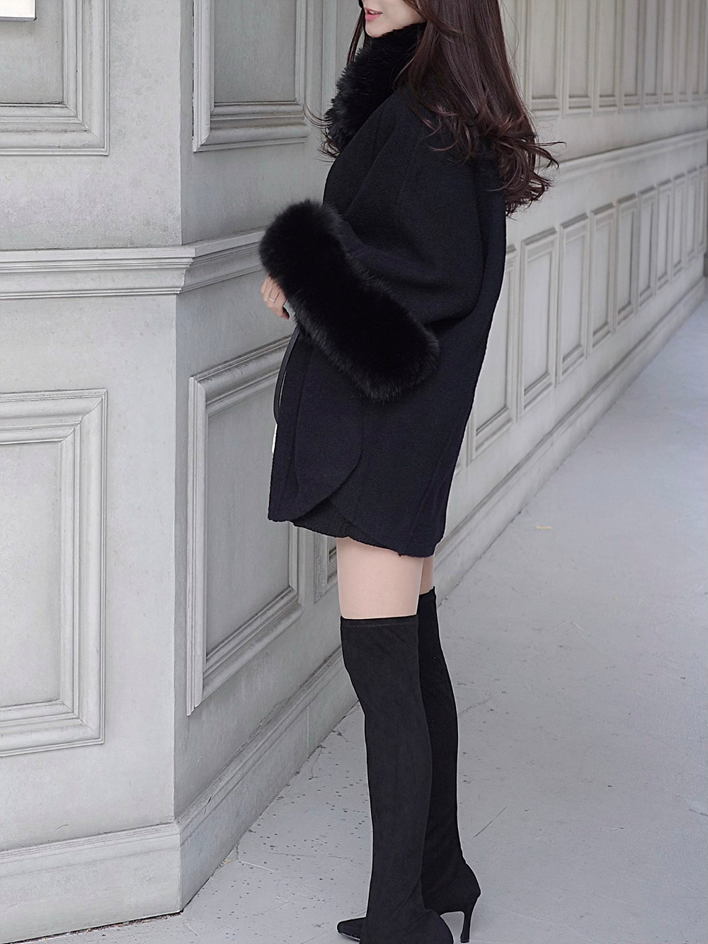 エコファー&ベルト付ケープコート | レディースファッション通販 - DHOLIC