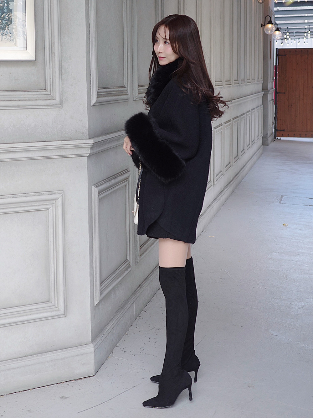 エコファー&ベルト付ケープコート | レディースファッション通販 - DHOLIC