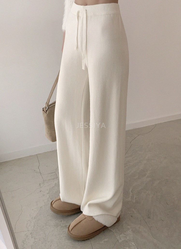 ストリングニットセミワイドパンツ | レディースファッション通販 - DHOLIC