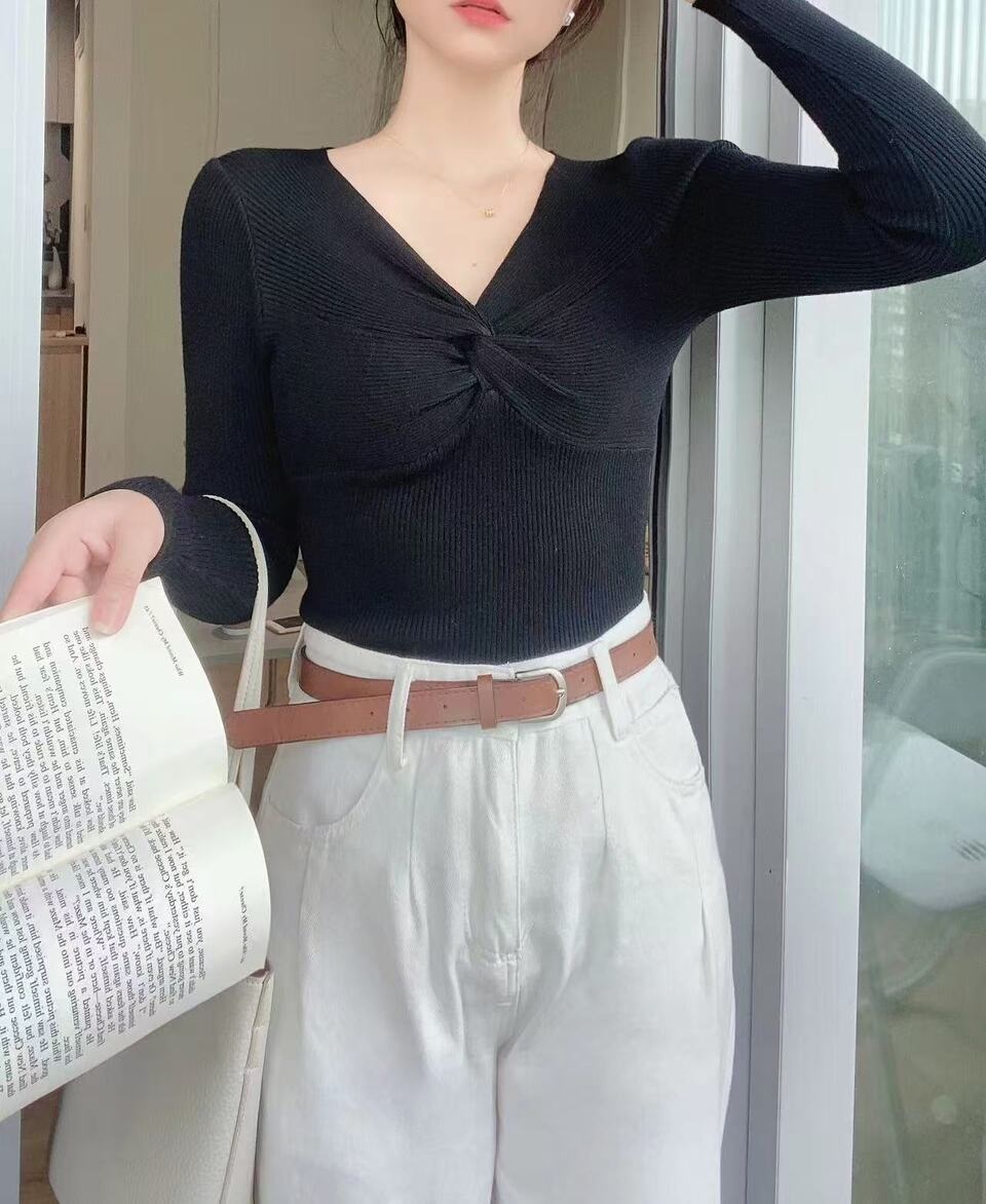 ツイストVネックスリムリブニット | 詳細画像3