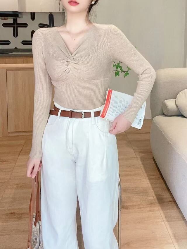 ツイストVネックスリムリブニット | 詳細画像7