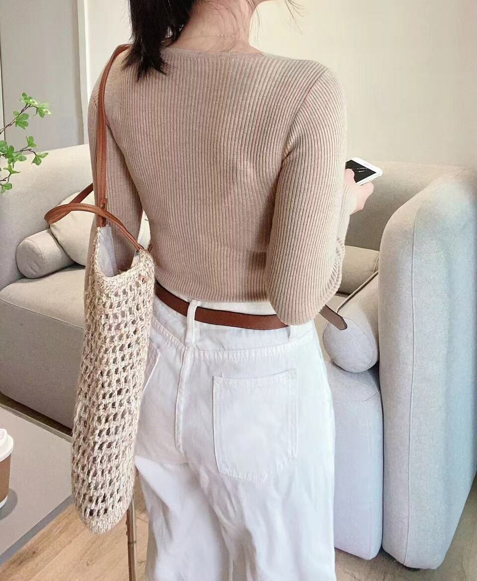 ツイストVネックスリムリブニット | 詳細画像8