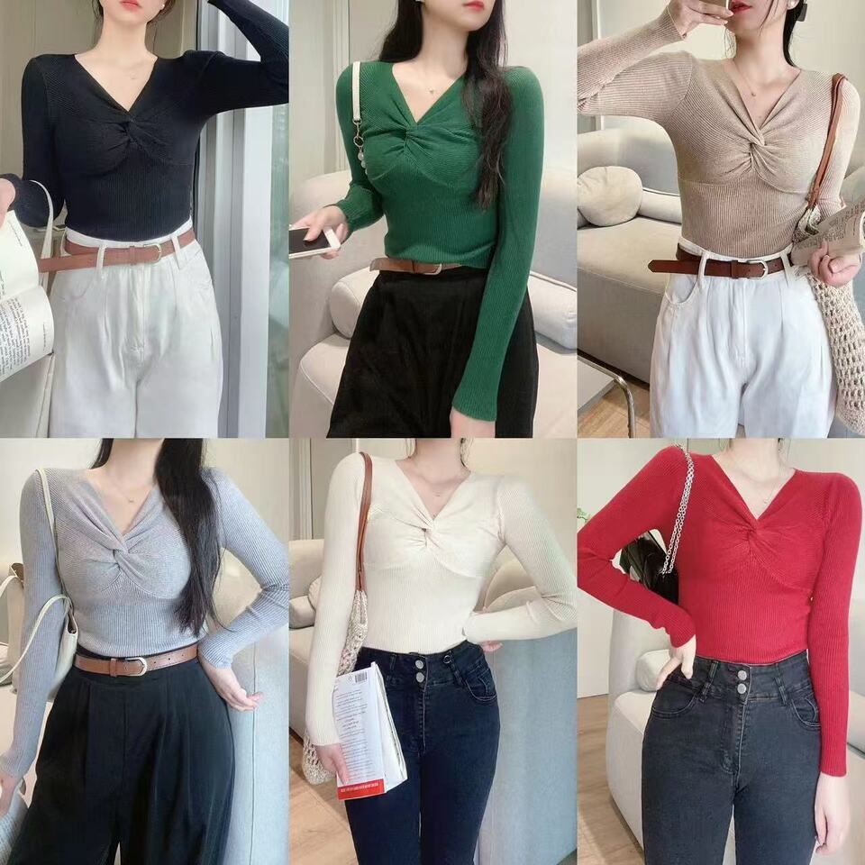 ツイストVネックスリムリブニット | 詳細画像12