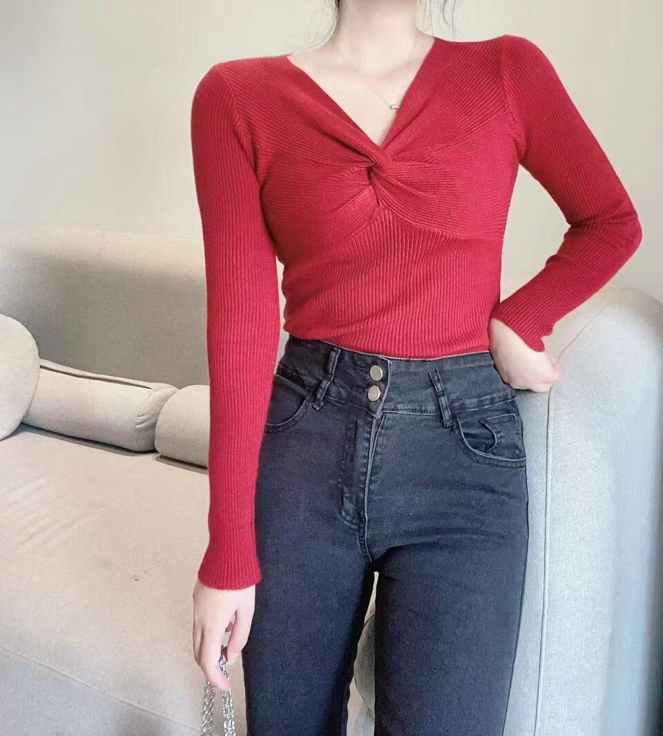 ツイストVネックスリムリブニット | 詳細画像17