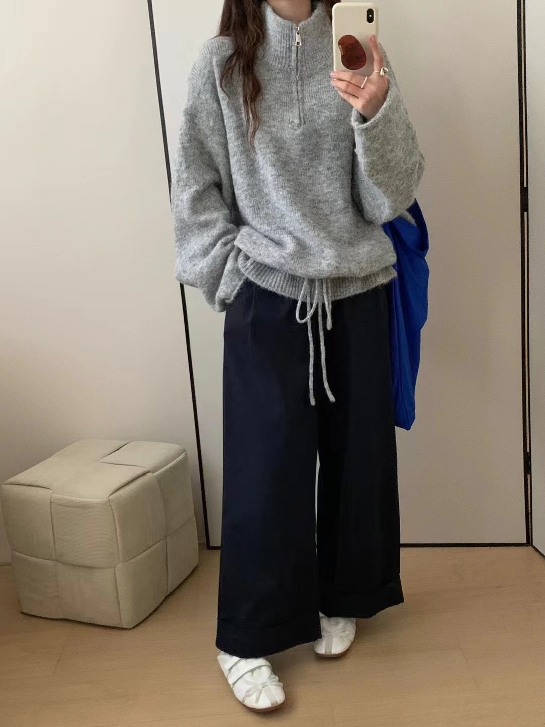 バックロゴハーフジップハイネックドロストニット | 詳細画像3